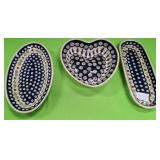 U - THREE PIECES HANDCRAFTED POLISH POTTERY