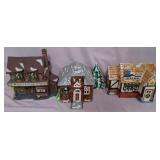 U -  THREE DEPT 56 CHRISTMAS VILLAGE SHOPS/ CHURCH