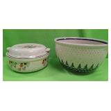 U - HALLS LIDDED CASSEROLE DISH, TIENSHAN BOWL