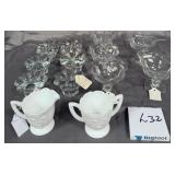 U - VINTAGE MILK GLASS C&S SET, SHERBET CUPS (L32)