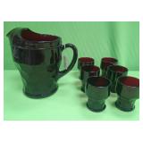 U - VINTAGE CAMBRIDGE PITCHER & CUPS SET (P279)