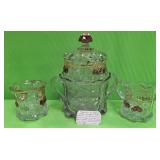 U - BUTTER BOWL WITH COVER, SUGAR & CREAMER (P237)