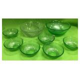 U - GREEN GLASS SALAD SET, SERVING BOWL (A23)