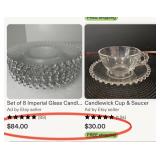 U - VINTAGE CLEAR GLASS BOWL & LIDDED JAR (L12)