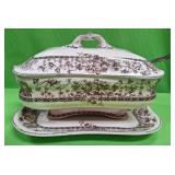 U - DOULTONS TUREEN, SILVERPLATE LADLE (P334)