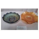 U - TWO DEPRESSION GLASS COLLECTIBLE PLATES (P350)