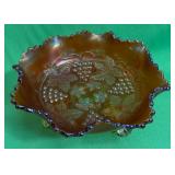 U - VTG FENTON GOLDEN GRAPE & CABLE FOOTED BOWL