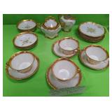 U - HAVILAND LIMOGES WHITE W/ GOLD TRIM DISHWARE