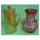 U - TWO VINTAGE GLASS PITCHERS (P426)