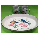 U - FITZ & FLOYD MUGS, LENOX PLATTER (A96)