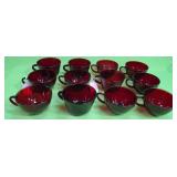 U - EIGHT VINTAGE ROYAL RUBY CUPS (P445)