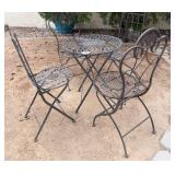 J2 - WROUGHT IRON BISTRO TABLE WITH FOUR CHAIRS