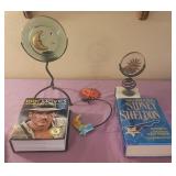 J2 - TWO HARDBOUND BOOKS, DECORATIVE SCULPTURES