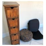 J3 - STORAGE TOWER, FOOTSTOOL, CHAIR CUSHION