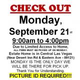 AUCTION PICK UP DAY & HOURS