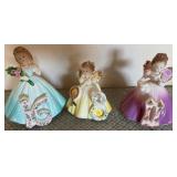 O - 3 BIRTHDAY GIRL FIGURINES (G147)