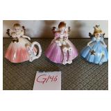 O - 3 BIRTHDAY GIRL FIGURINES (G146)