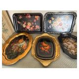O - LOT OF 5 DECORATIVE TRAYS (G111)