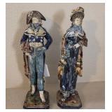 O - TWO VINTAGE GERMAN MAJOLICA FIGURINES (L53)