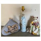 O - VASE, TABLELAMP, CERAMIC CAT (G159)