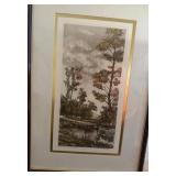 O - JAPANESE WOOD BLOCK PRINT ART FRAMED 24X17"