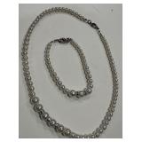VINTAGE PEARL NECKLACE AND EARRINGS(A82)