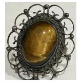 STERLING SILVER TIGER EYE RING 5.6 GRS (A77)