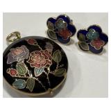 CLOISONNE PENDANT AND EARRINGS (A68)