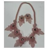VINTAGE FLORAL 1980S NECKLACE/EARRINGS (A65)