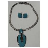 VINTAGE ENAMEL NECKLACE /EARRINGS