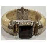 VINTAGE CARVED BONE BANGLE (A32)