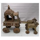 513 - ANTIQUE INDIAN TEMPLE TOY CARRIAGE (T107)