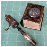513 - TIBETAN PRAYER WHEEL, JUDAICA PRAYER BOOK