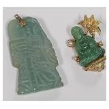 513 - VINTAGE JADE PENDANT & BROOCH (S11)