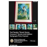 545 - TANEBE LTD ED JIMMY CONNORS ART FRAMED 21X18