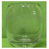 513 - CLEAR ETCHED GLASS FISHBOWL-STYLE VASE 6"T