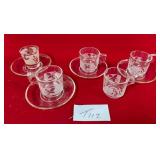 513 - MIXED MID-CENTURY GLASS CUPS & SAUCERS (T112