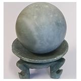 513 - CARVED STONE ORB & STAND (S18)
