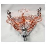 513 - FARBER WARE PINK DEPRESSION GLASS DISH
