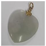 513 - JADE HEART W/ 14K GOLD (S61)