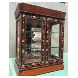 513 - TABLE TOP HAND PAINTED 2 DOOR CURIO DISPLAY