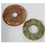 513 - TWO PIECES VINTAGE CARVED JADE (S6)