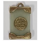 513 - JADE & 14K GOLD PENDANT (S57)