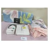 513 - BUTTERFLY SHOWER CURTAIN, RUG, TOWELS (NEW)