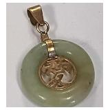 513 - JADE & 14K GOLD PENDANT (S59)