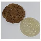 513 - 2 PIECES VINTAGE CARVED MEDALLIONS (S9)