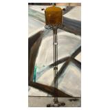 513 - ART DECO AMBER GLASS LAMP W/ BRONZE (M17)