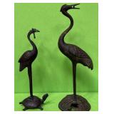 513 - PAIR OF BRONZE CRANES & TURTLE (F38)