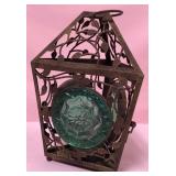 513 - VINTAGE METAL & GLASS DECORATIVE LANTERN