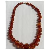 542 - BEADED AMBER NECKLACE W/ 14K GOLD CLASP